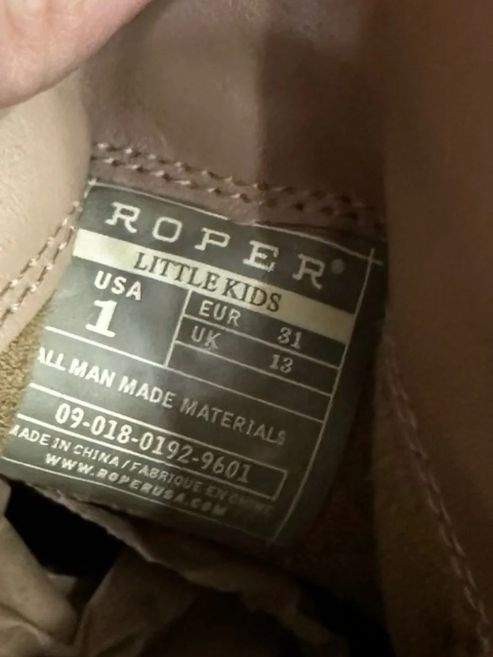 Roper Brown Cowboy Boots Size 1 Little Kids Square Toe Western Country Rodeo
